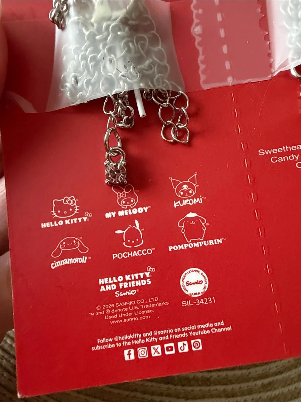 Hello Kitty Sweethearts Pink and Red BFF Sharing Necklace Set